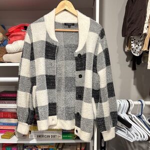 Black and White oversized Plaid Cardigan